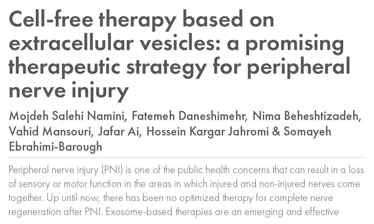 Cell-free therapy based on extracellular vesicles: a promising therapeutic strategy for peripheral nerve injury