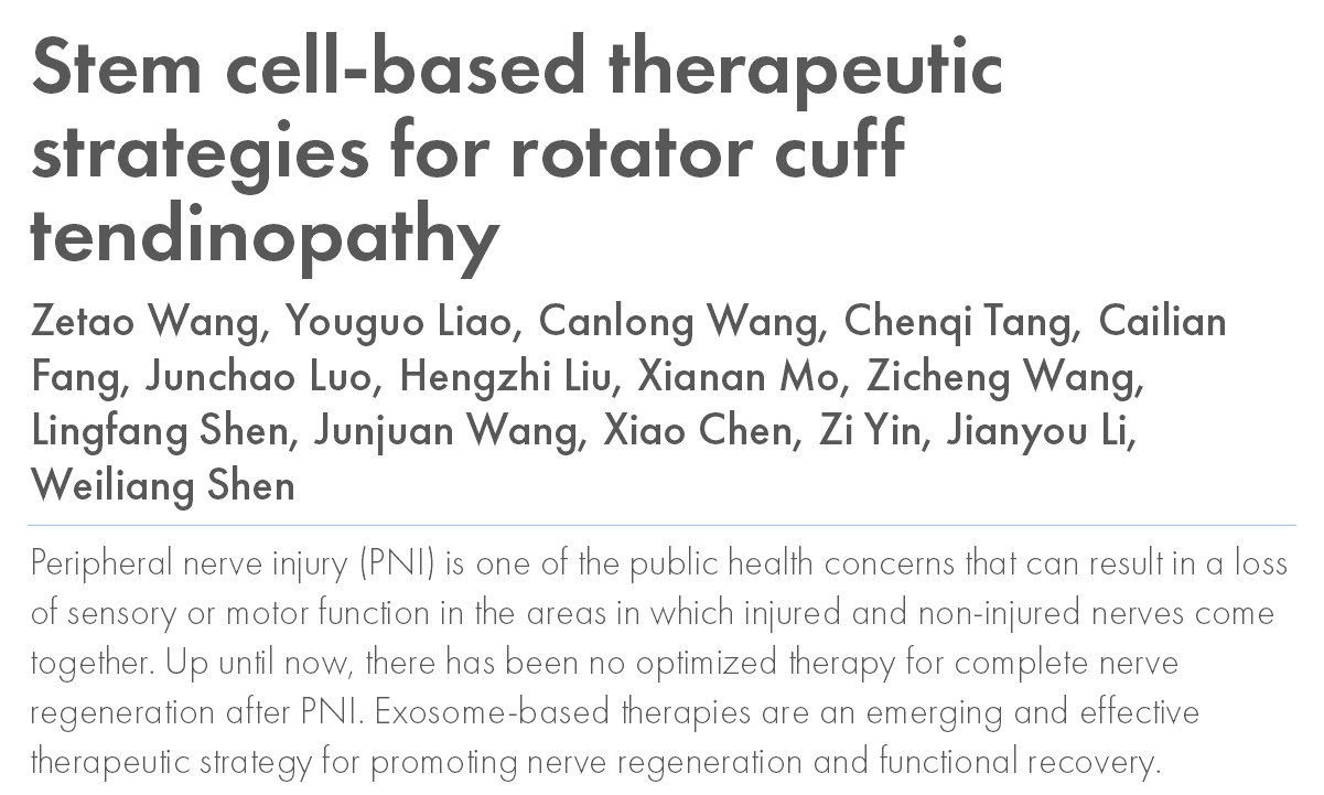 Stem cell-based therapeutic strategies for rotator cuff tendinopathy