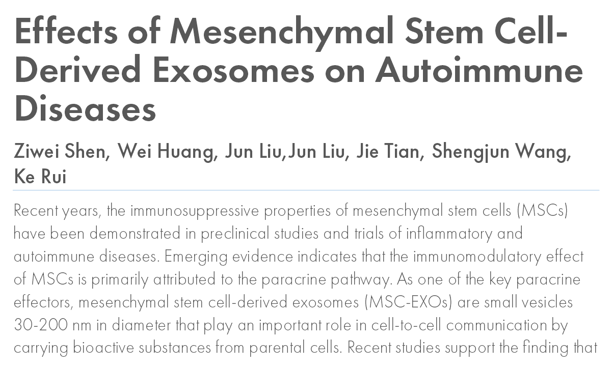 Effects of Mesenchymal Stem Cell-Derived Exosomes on Autoimmune Diseases