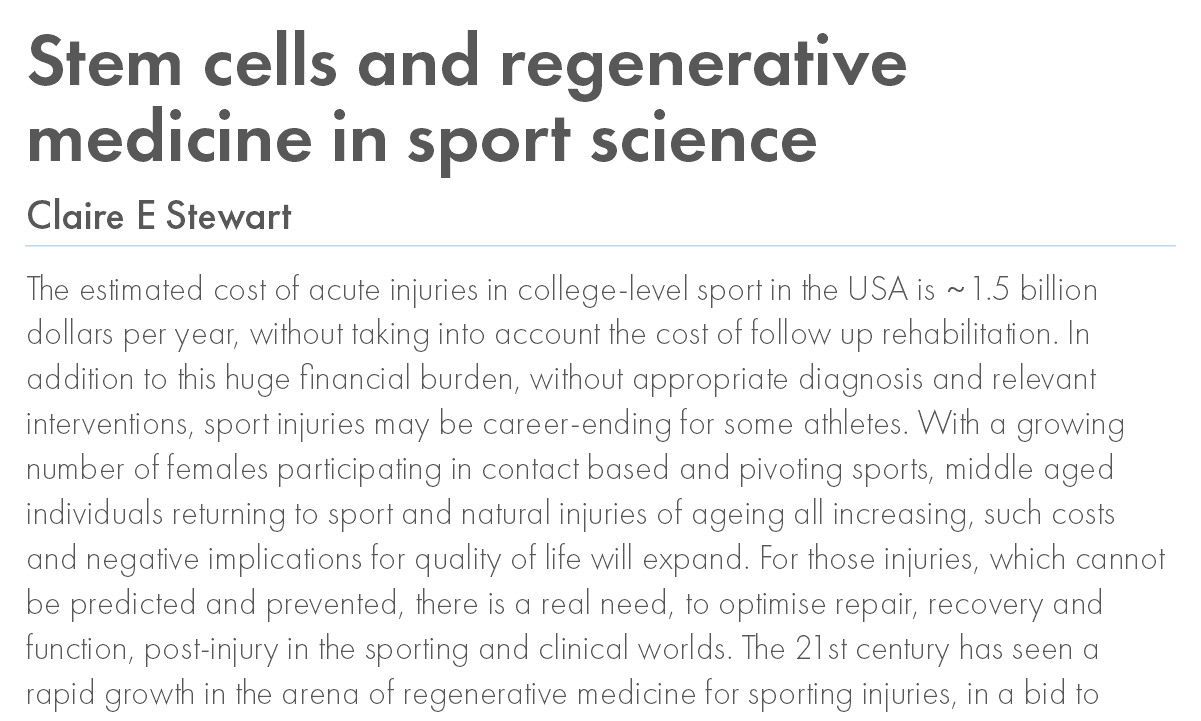 Stem cells and regenerative medicine in sport science