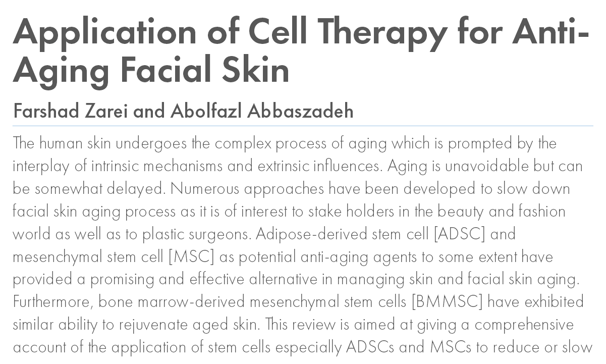 Application of Cell Therapy for Anti-Aging Facial Skin